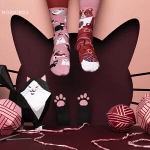 Roze Kattensokken - Many Mornings - Playful Cat