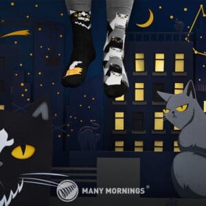Zwarte Katten Sokken - Many Mornings - Black Cat