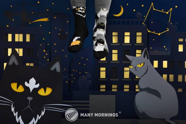 Zwarte Katten Sokken - Many Mornings - Black Cat